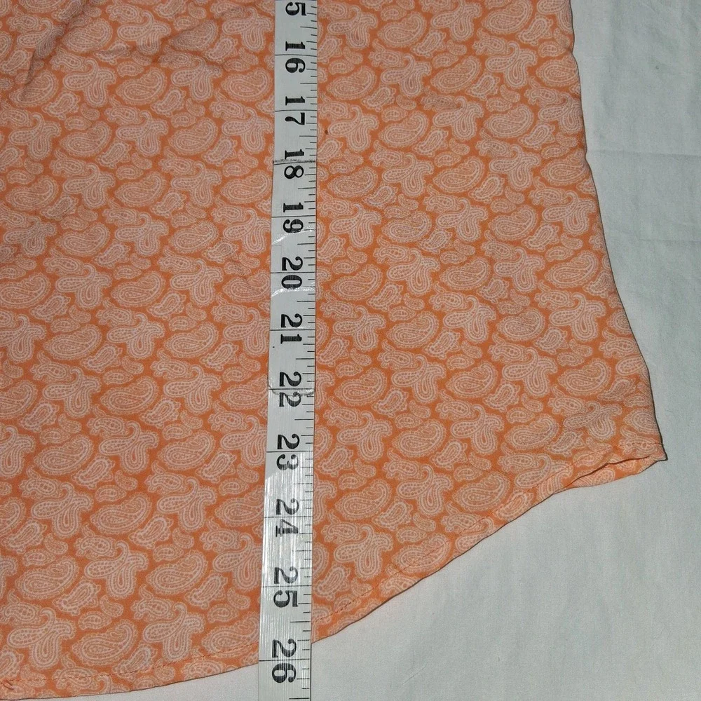 Michael Kors Womens Orange Paisley Print Zip Front‎ Collared Shirt Top Size XL